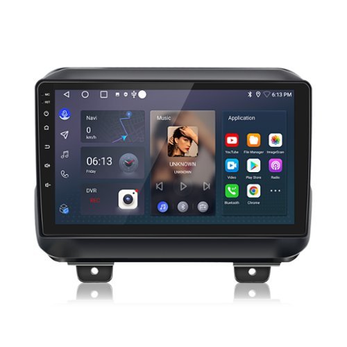 Junsun - 9"2+64GB carplay Android 15 For Jeep Wrangler 2018-2021 Car Stereo Radio GPS Navi BT WIFI RDS DSP SWC FM - Black-Front_Standard 
