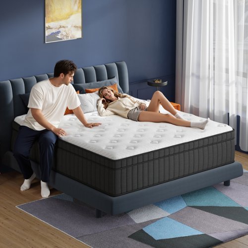 BP - Hybrid Mattress in a Box with Pocket Spring And Soft Foam, Motion Isolation, Contain Queen King Full Size Mattress - Black & White-Front_Standard 