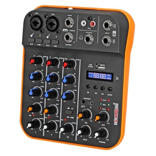 5 CORE - Audio Mixer 4 Channel DJ Soundboard USB Interface Bluetooth Mixing Console w Repeat Delay +48V-Front_Standard 