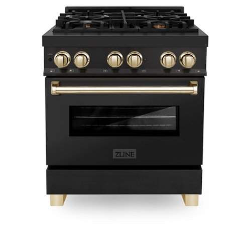 ZLINE - Autograph 30" Legacy Dual Fuel Range with Gold Accents (RABZ-30-G) - Black-Front_Standard 