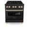 ZLINE - Autograph 30" Legacy Dual Fuel Range with Gold Accents (RABZ-30-G) - Black-Front_Standard