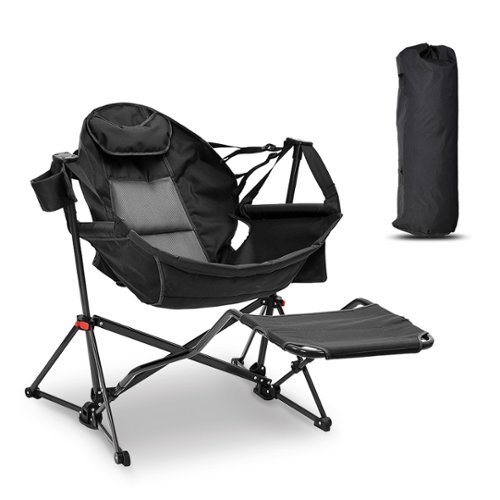 Ainfox - Hammock Camping Chair with Footrest - Black-Front_Standard 