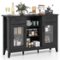 Costway - Sideboard Buffet Cabinet with 2 Drawers 2 Doors 3 Open Compartments 4 Shelves - Black-Front_Standard