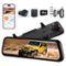 WOLFBOX - 4K+1080P Rear View Mirror Dash Cam, 5.8G Hz Wifi, GPS, 12'' Touch Screen, WDR, Night Vision, 64GB Card, 24H Parking Mode - Black-Front_Standard