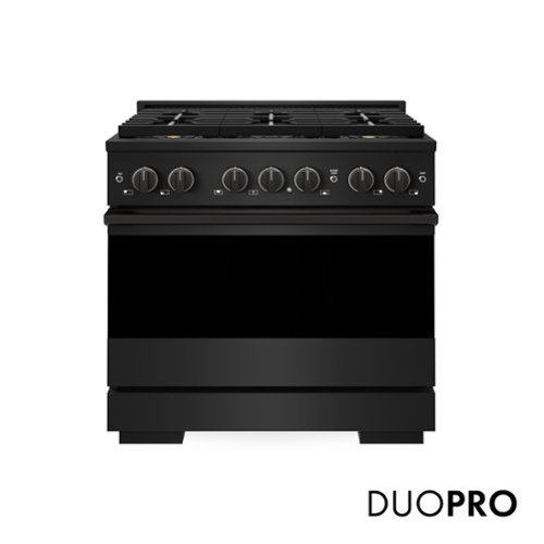 ZLINE - 36 in. 5.2 cu. ft. Marino Freestanding Dual Fuel Range with 6 DuoPro Burners and Convection Oven in Black Steel - Black Stainless Steel