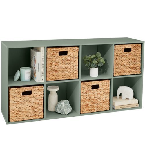 Best Choice Products - 8-Cube Bookshelf, 13.5in Display Storage System, Organizer w/ Removable Back Panels - Sage-Front_Standard 