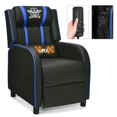 Costway - Theater Style Massage Gaming Chair - Blue + Black