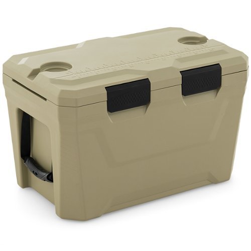 Gymax - 37 QT Insulated Portable Cooler w/2 Cup Holders Bottle Opener & Drain Plug Tan - Multicolor-Front_Standard 