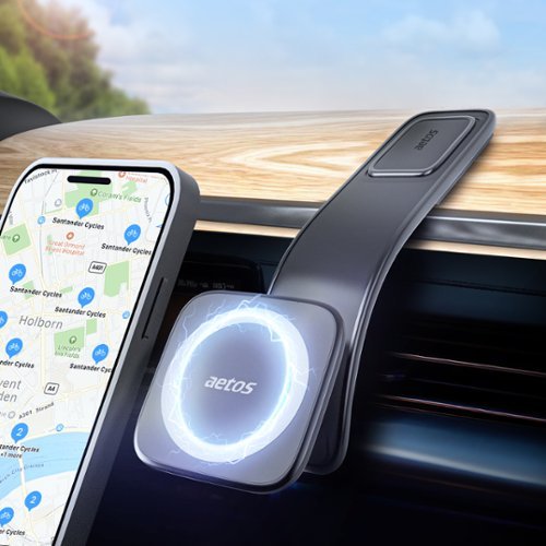 Perilogics - MagSafe Car Mount – Dashboard Holder with 3M Adhesive Base & 360° Rotation, Works with iPhone and Android - Black-Front_Standard 