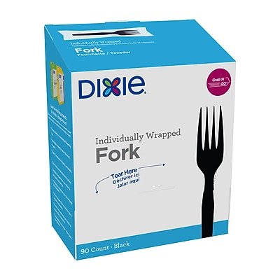 Dixie - Grab 'N Go Individually Wrapped Medium-Weight Fork, Dispenser Box, 90/Pack (FM5W540) - Black