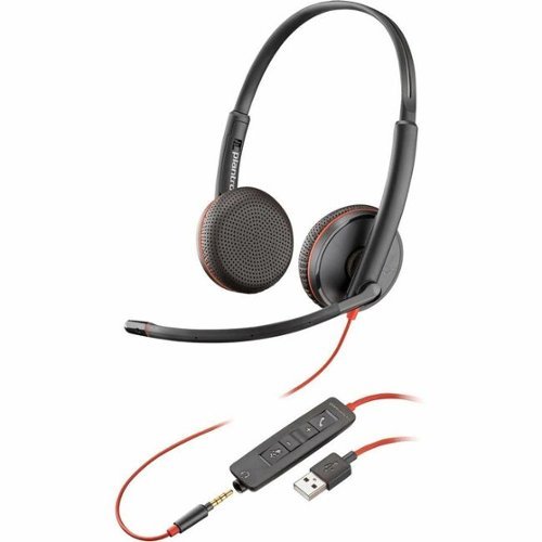 HP - Poly Blackwire C3225 3.5mm Top - Stereo - Mini-phone (3.5mm), USB Type C - Wired - 32 Ohm - 20 Hz - 20 kHz - On-ear - Black-Front_Standard 