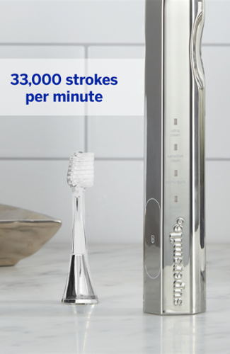 SuperSmile Zina45™ Sonic Pulse Toothbrush with Case Chrome Silver