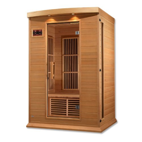 Dynamic Saunas - Toulouse 2 Person Infrared Sauna w/Speakers, Canadian Hemlock - Natural Finish-Front_Standard 