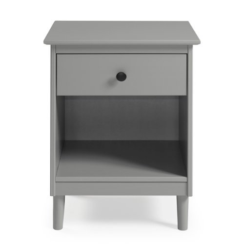 Walker Edison - Classic Solid Wood 1-Drawer Nightstand - Gray-Front_Standard 