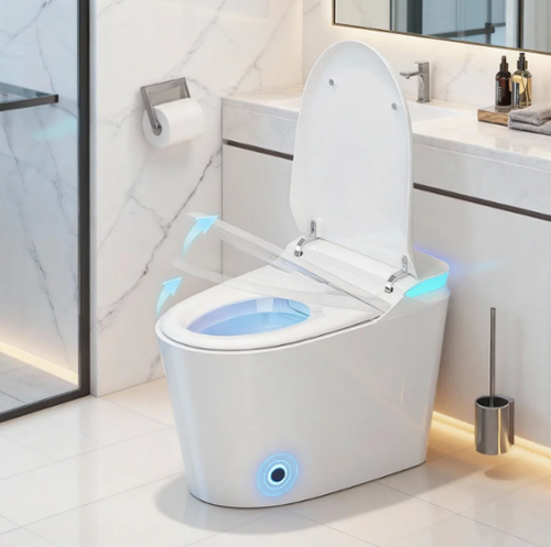 Vipbear - Smart Toilet with Bidet Built in, Auto Open Close & Auto Flush, Modern Elongated Tankless Toilet for Bathrooms - White-Front_Standard 