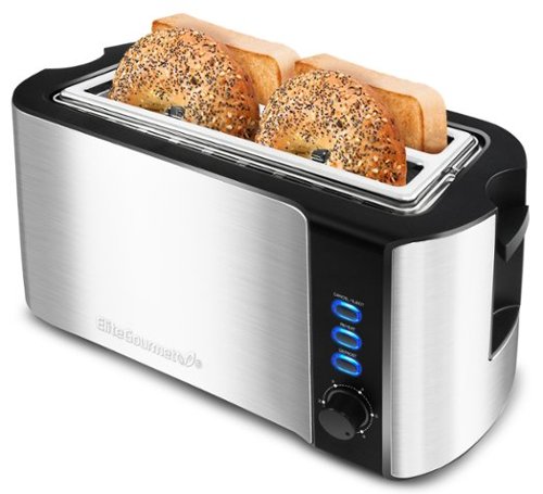 Elite Gourmet - 4 Slice Long Slot Toaster - Stainless Steel-Front_Standard 