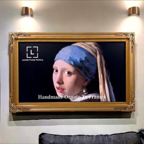 LAREDO FRAME FACTORY - 65 inch Handmade ornate Tv frame for Samsung The Frame tv and Frame Pro Model - LIGHT GOLD-Front_Standard 