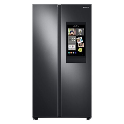 Samsung - 27.3 cu. ft. Side-by-Side Smart Refrigerator with Family Hub - Black Stainless Steel-Front_Standard 