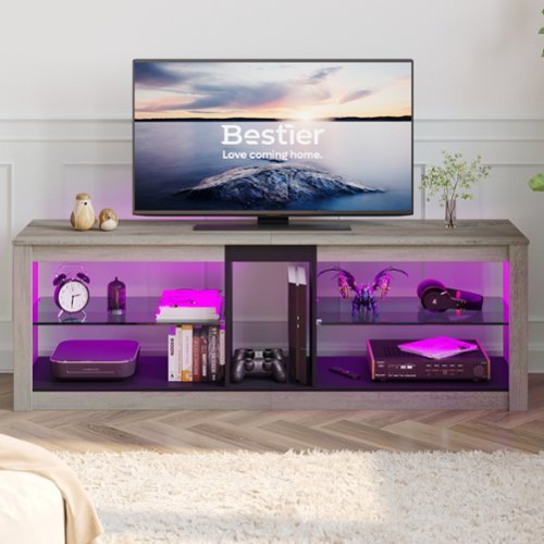 Bestier - LED Gaming Entertainment Center for TVs up to 60inch with RGB Lighting - Gray-Front_Standard 