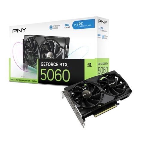 PNY NVIDIA GeForce RTX 5060 Overclocked 8GB GDDR7 PCI Express 5.0 Graphics Card with Dual Fan - Black BUY IN QATAR