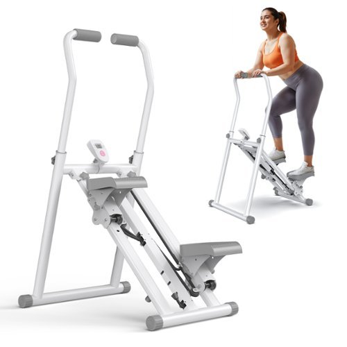 MERACH - Upgraded Stair Stepper Exercise Machine Foldable Vertical Stair Climber - White-Front_Standard 
