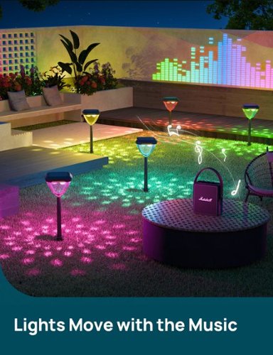 Linkind Smart Solar Pathway Lights Outdoor, APP Control, Solar & Wired Charging, Color Changing, 4 Pack - Black GLOBAL SHIPPING