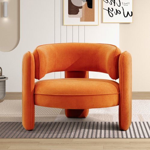Bestier Modern Stylish Club Velvet Accent Chair with Wide Seat Cushion - Orange