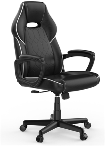 ACGAM - Ergonomic Gaming Chair with PVC Leather, Lumbar Support, Headrest, 360° Swivel, Adjustable Height & Tilt for Home Office - Black-Front_Standard 