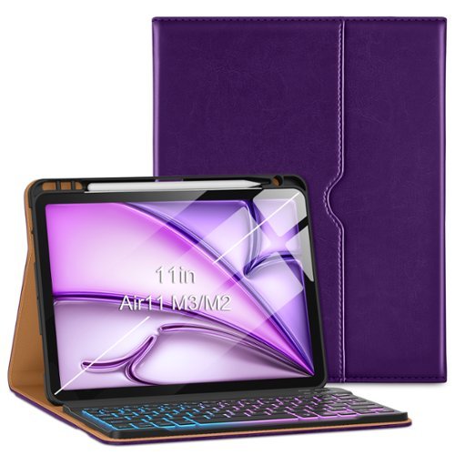 VIKESI - Keyboard Case for iPad Air 11-inch M3/M2 (2025/2024 Released) & iPad Air 5th/ 4th Generation 10.9-Inch,Leather Cover - Purple-Front_Standard 