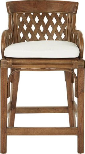 OSP Home Furnishings - Plantation Wood Counter Stool - Brown Rattan-Front_Standard 