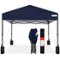 Best Choice Products - 8x8ft Easy Setup Pop Up Canopy w/ 1-Button Setup, Wheeled Case, 4 Weight Bags - Navy Blue-Front_Standard