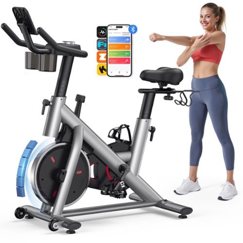 MERACH - S26 Pro Exercise Magnetic Stationary Bike Low Noise Indoor Cycling Bike - Gray-Front_Standard 
