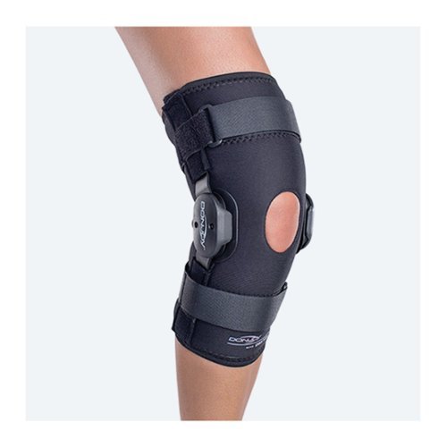 DonJoy - Deluxe Hinged Knee Brace, Drytex Sleeve, Open Popliteal (Large - Black-Front_Standard 
