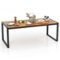 Costway - 79" Acacia Wood 8-Person Patio Table with 1.9" Umbrella Hole, Adjustable Foot Pads - Natural,Black-Front_Standard
