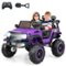 Costway - 24V 2 Seater Kids Ride on Truck 2WD/4WD Battery Powered Vehicle Toddler Powerful Car with Remote Control - Purple-Front_Standard