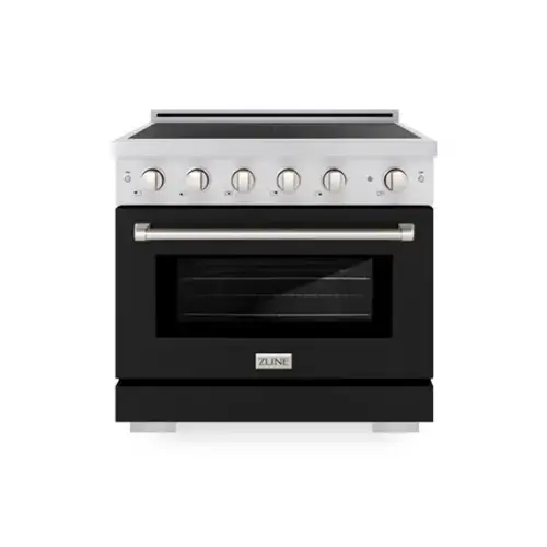 Front. ZLINE - 36 in. 5.2 cu. ft. Paramount Freestanding Induction Range with 5 Burners and Electric Oven with Black Matte Door - Matte Black.
