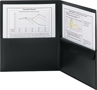 Smead - Smead® Letter Poly Two-Pocket Folder With Security Pocket, Black, 5/Box