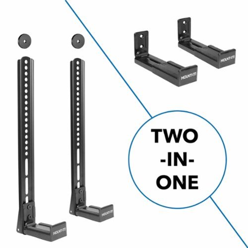 Mount-It! - Universal Soundbar Brackets for TV & Wall Mounting with Adjustable Angles & Heavy-Duty Support - Black-Front_Standard 