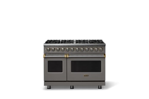 Viking - Pro 5 Series 7.3Cu. Ft. Freestanding Sealed 8 Burner LP DF Convection Range/Grdl - Damascus Gray w. Brushed Brass Trim - Damascus Gray