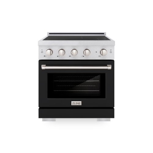 ZLINE - 30 in. 4.2 cu. ft. Paramount Freestanding Induction Range with 4 Burners and Electric Oven in Satin Steel w/ Black Door - Matte Black