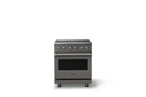 Front. Viking - 30 in. Wide 4 Elements Pro 5 Series 4.7 Cu. Ft. Freestanding Electric Convection Range - Damascus Gray - Damascus Gray.