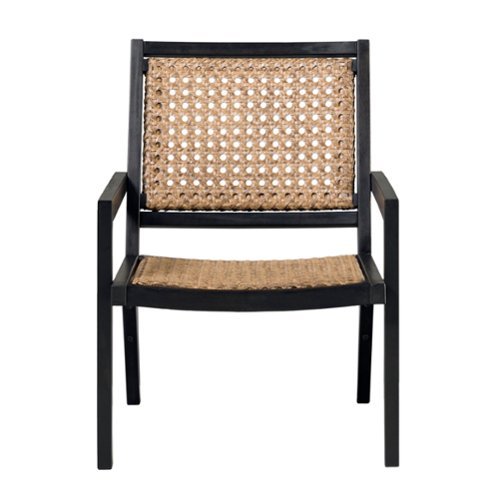 Walker Edison - Boho Solid Wood Outdoor Accent Chair - Black Wash-Front_Standard 