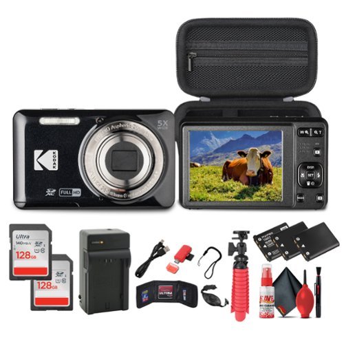Kodak - Pixpro FZ55 Digital Camera in Black (FZ55BK) Bundle with Accessories-Front_Standard 
