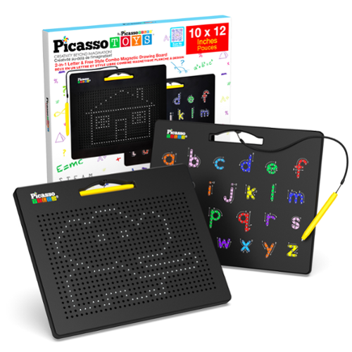 PicassoTiles - PICASSO-TILES Magnetic Drawing Board for Kids, Double-Sided Educational STEM Learning Playset-Front_Standard 