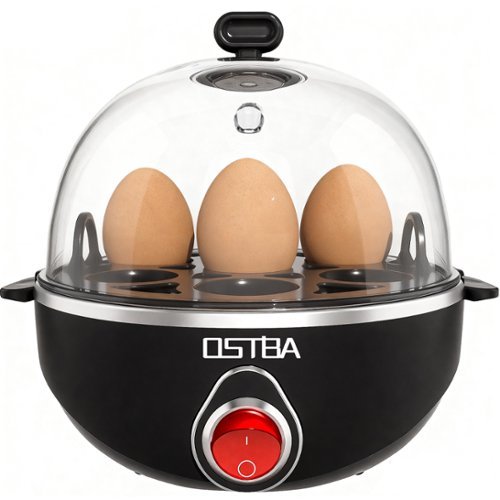  OSTBA - 7-Egg Electric Cooker with Manual Switch &amp; Overheat Protection, Easy-Clean &amp; Portable - Black