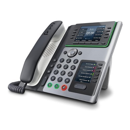 Poly - Edge E450 IP Desk Phone with WiFi Bluetooth 8-Line Keys and 32-Line Support - Black-Front_Standard 