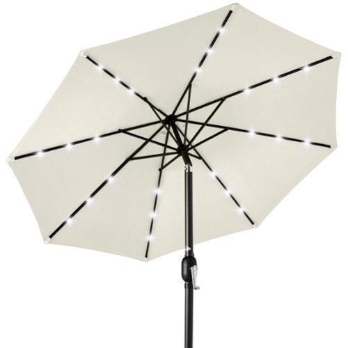 Best Choice Products - 10ft Solar LED Lighted Patio Umbrella w/ Tilt Adjustment, UV-Resistant Fabric - Ivory-Front_Standard 