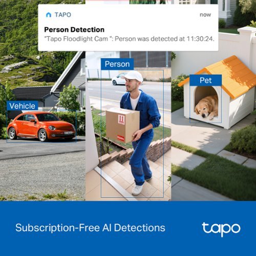 TP-Link Tapo Floodlight and Wireless Pan-Tilt Security 2K QHD Camera, 360° Coverage, with Solar - No Monthly Fees - White BUY IN UAE