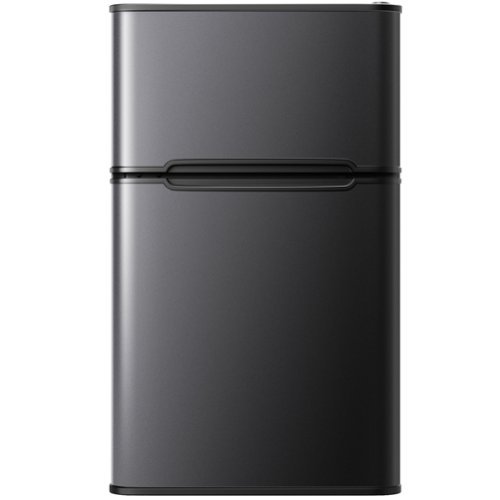 SIMZLIFE - 3.2 Cu ft Two-Door Mini Refrigerator with Freezer, Compact Design & Adjustable Removable Shelves - Black-Front_Standard 