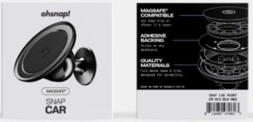 OhSnap Snap Car- Magentic Car Mount - Black WORLDWIDE DELIVERY